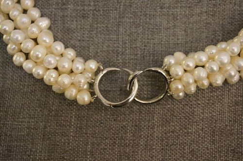 PN007 Freshwater Pearls Necklace 5-Strand Twisted Elegant Princess Long 21-22" - Picture 3 of 9