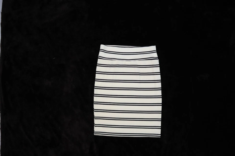 Falda lápiz elástica Lularoe crema negra rayas para mujer XL Foto 3 de 4