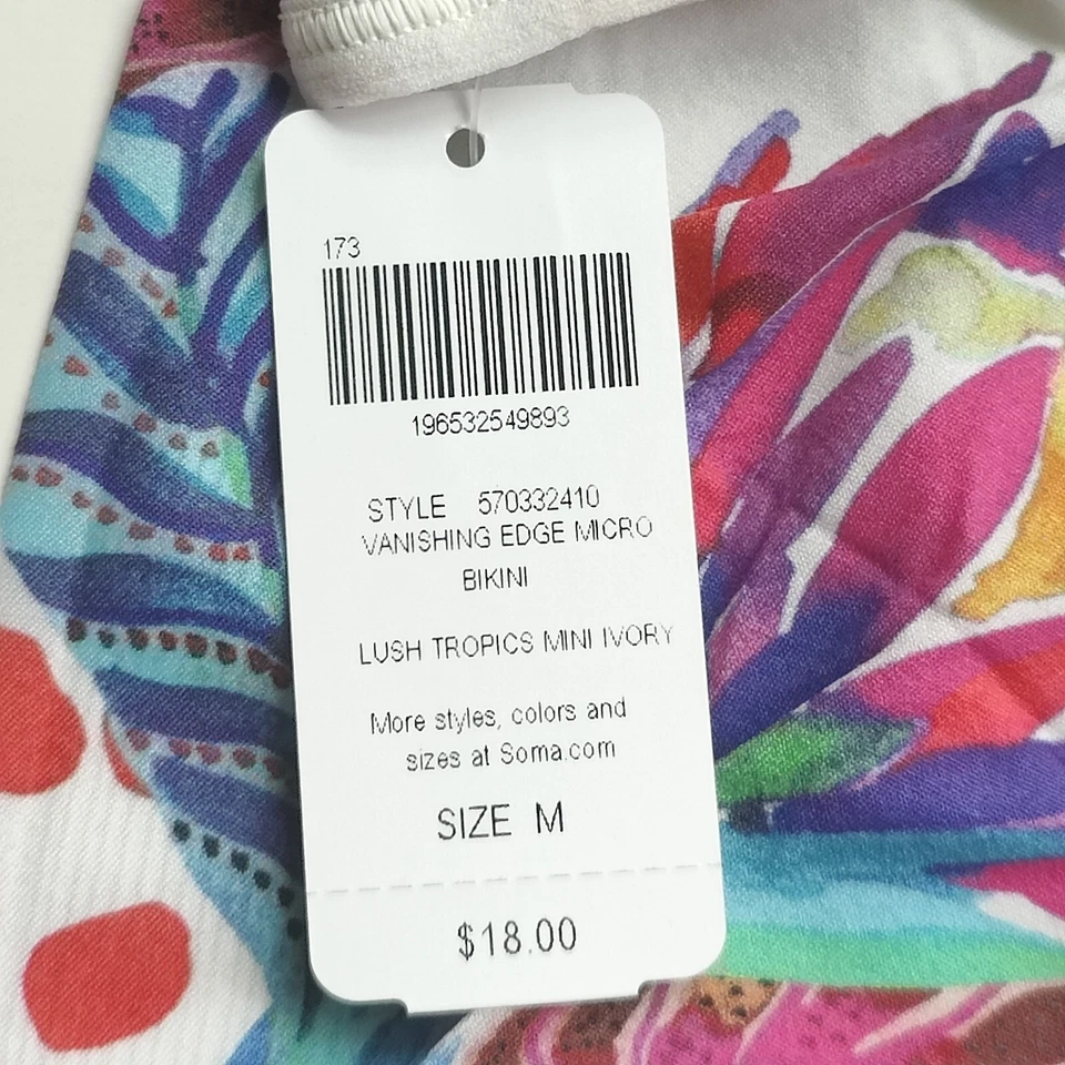 Braguita de bikini de microfibra Soma Vanishing Edge Lush Tropics mini marfil talla M Foto 4 de 4
