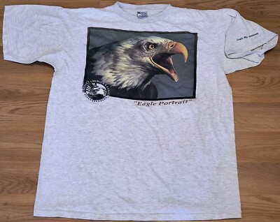 Vintage 90s American Eagle Portrait t shirt XL gray single stitch 
