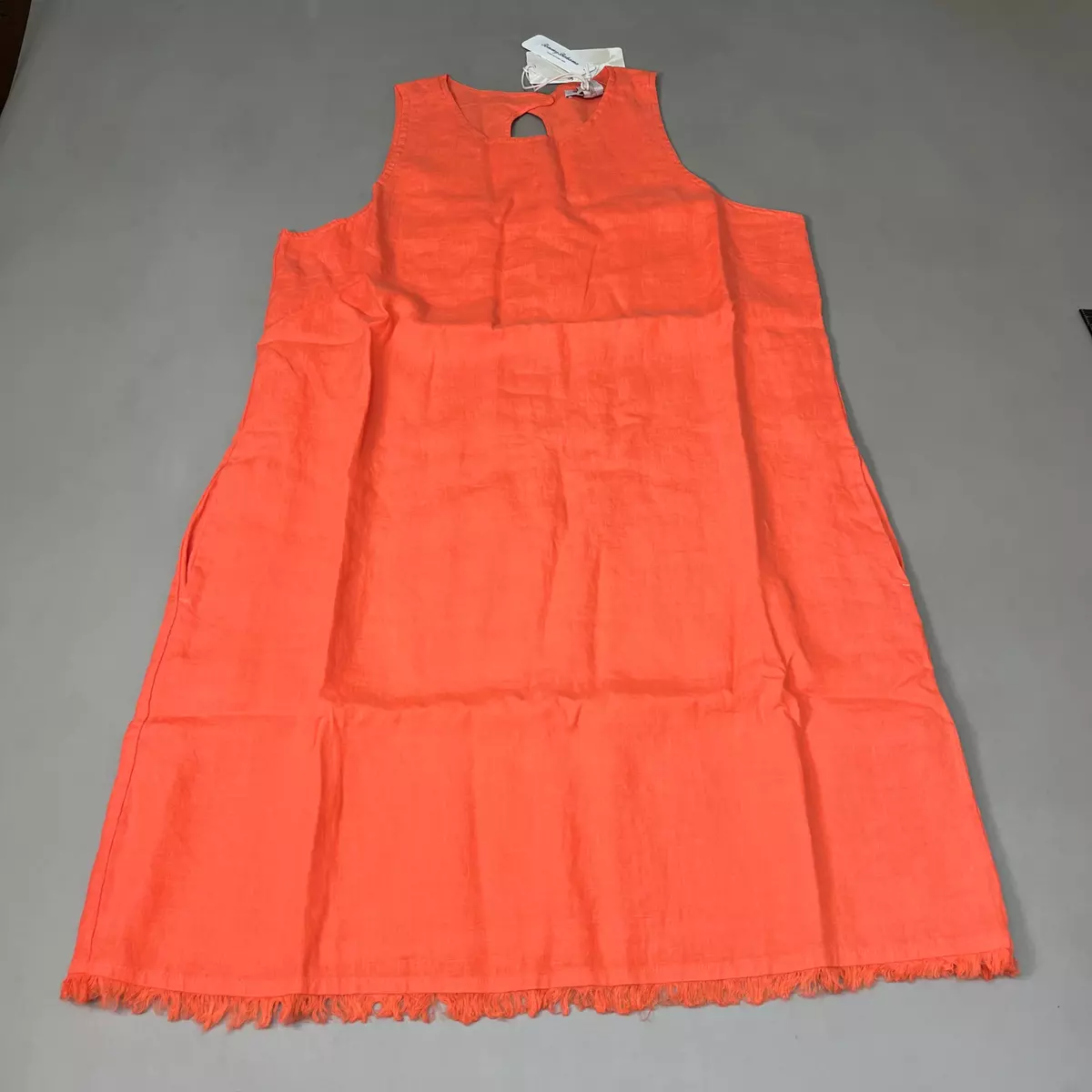 TOMMY BAHAMA Two Palms Linen Shift Short Dress Sz XXS Burnt Coral