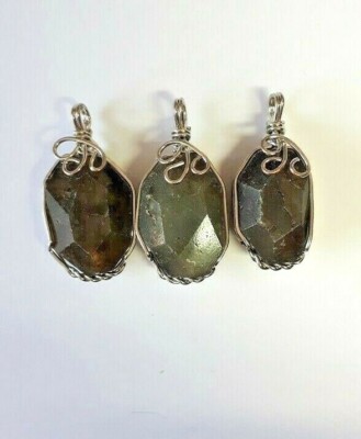  LABRADORIT ANHÄNGER mit Draht  freeform ca. 30 x14 MM