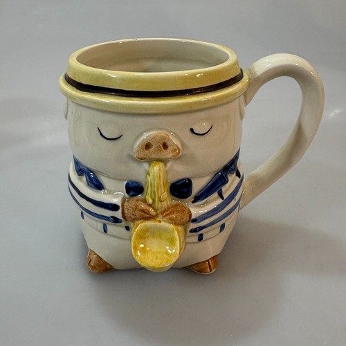 Otagiri Schwein spielt Saxophon Jazz Becher 8 Unzen Hergestellt in Japan Vintage - Bild 6 von 11