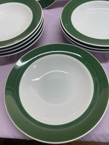 Williams Sonoma Brasserie Soup Dinner Bowls set of 10 Green Trim good cond. - Picture 2 of 16