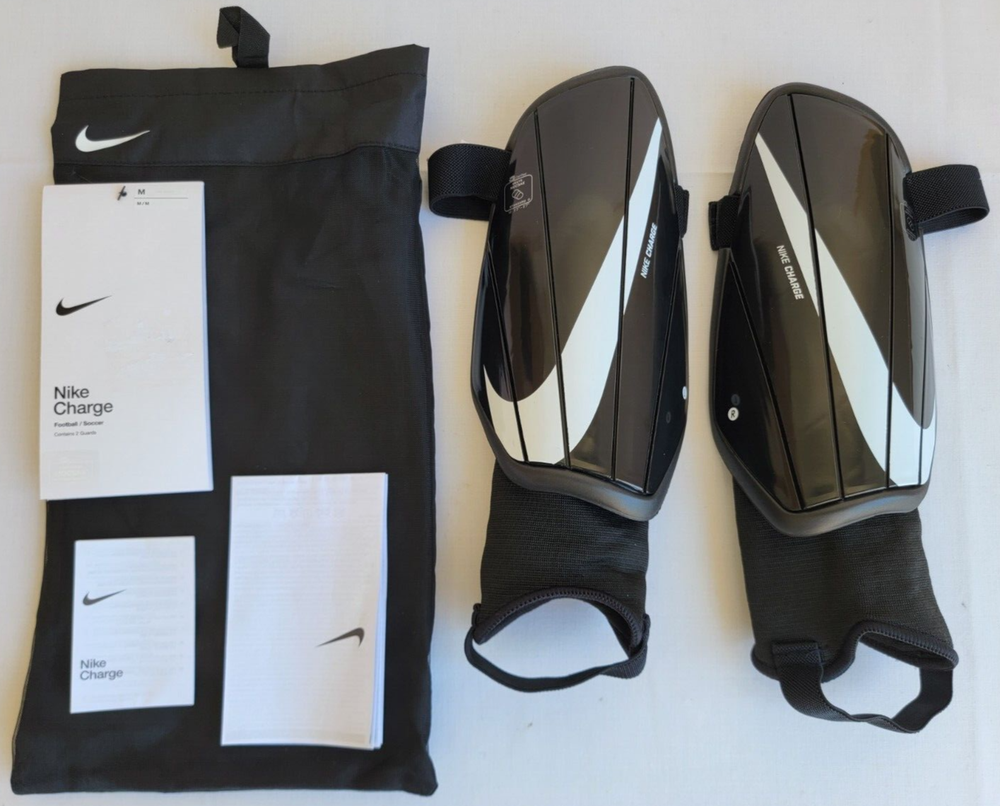 Unisex Medium Black & White Nike Charge Hard Shell Soccer Shin Guards SP2164-010