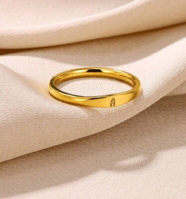 Fantastic A Alphabet Engraved Initial Ring For Women In Pure