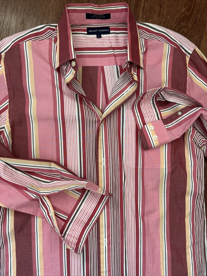 Camisa Grant Thomas Abotonada Para Hombre Grande Multicolor Rayas Manga Larga Foto 2 de 4