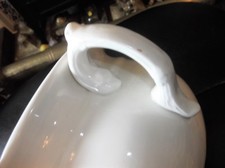 VINTAGE CHAMBERPOT SIMPLE WHITE POTTERY NICE DESIGN HANDLE GREAT PLANTER