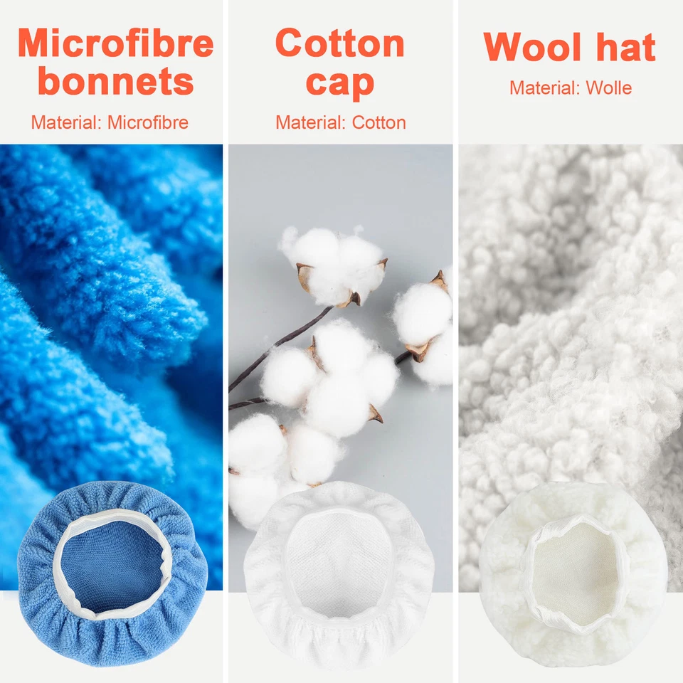 Kit de lixadeira tampão polidor de carro elétrico encerador variável 7 velocidades 7" 1580W com almofadas - Imagem 3 de 4