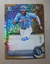 2022 Bowman Chrome Gold Mini Diamond Refractor Estanli Castillo Auto /50 Rays