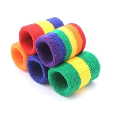 COUVER Premium Mens Womens  3 Color Stripe Sports Wristband, Sweatbands (1 Pair)