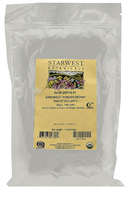 1 pound USDA Organic Arrowroot Powder Manihot esculenta Starwest sealed bag lb