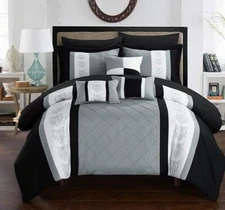 BED IN BAG Chic Home Clayton 10 PC Comforter, Shams, Decorative Pillows, Sheets