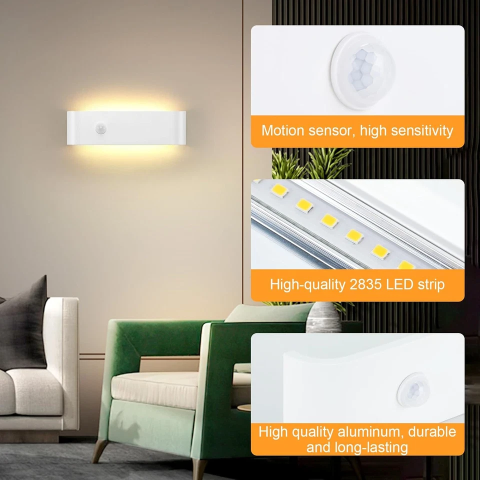 Applique Da Parete Interno Moderno, 16W Con Sensore Di Movimento Lampada Led Da  - Image 3 of 4