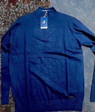 Image of Kangol Mens XL Navy Quarter Zip Sweater Knit Pullover NWT Casual