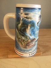 Vtg Beer Stein 1996 Budweiser Anheuser Busch Angler’s Edition Largemouth Bass