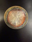 1995 American Eagle 1 oz .999 Silver Coin - Natural Rainbow Toning - Actual Coin