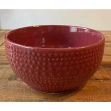 California Pantry Red Pottery Round Bowl Cereal Soup Serving Raised Dots