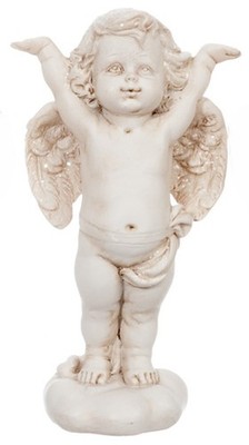 Entzückter Engel Figur Engel Cherub aus Harz creme