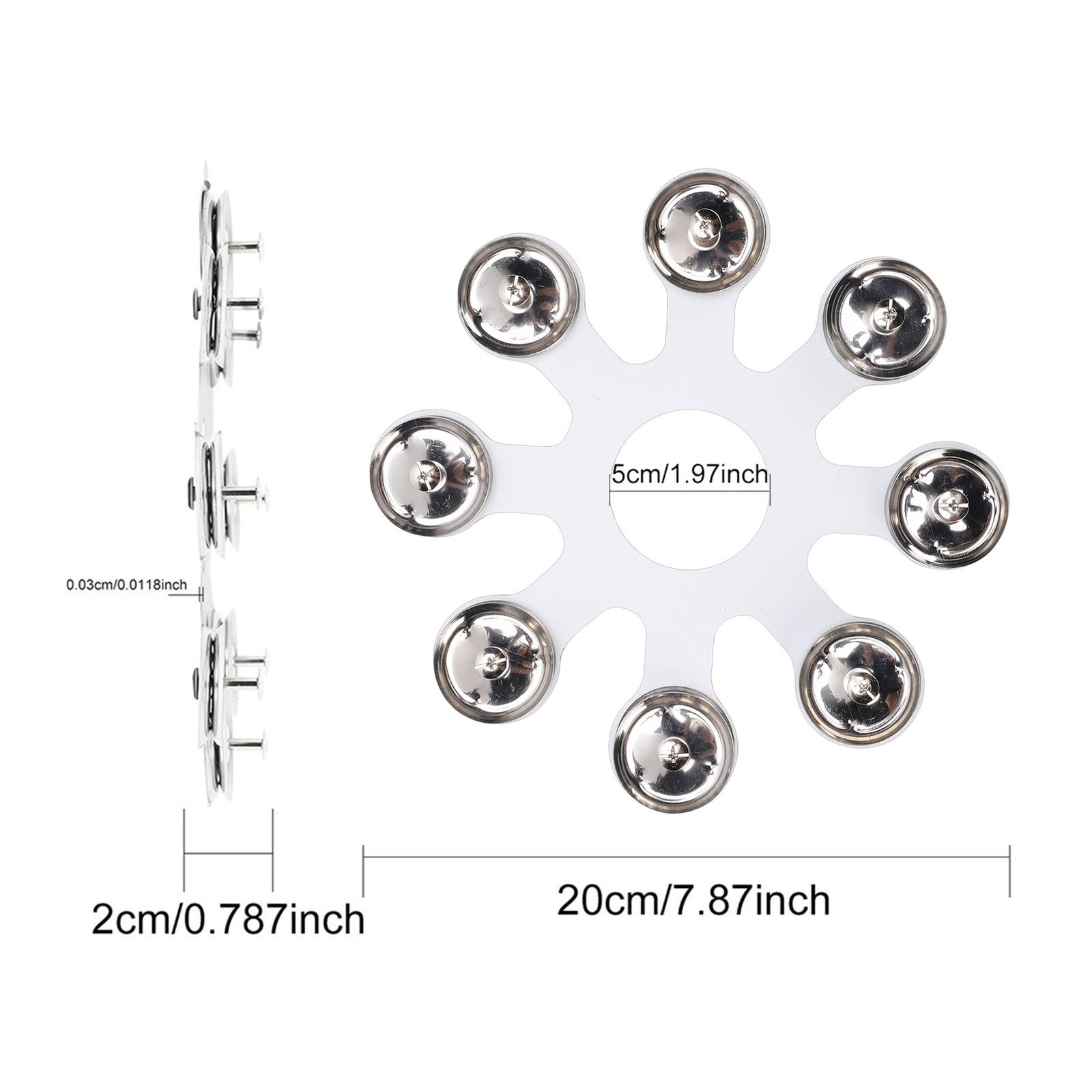 Cymbal Ching Ring Portable Hi Hat Tambourine With 8 Pair Stainless Steel Ji