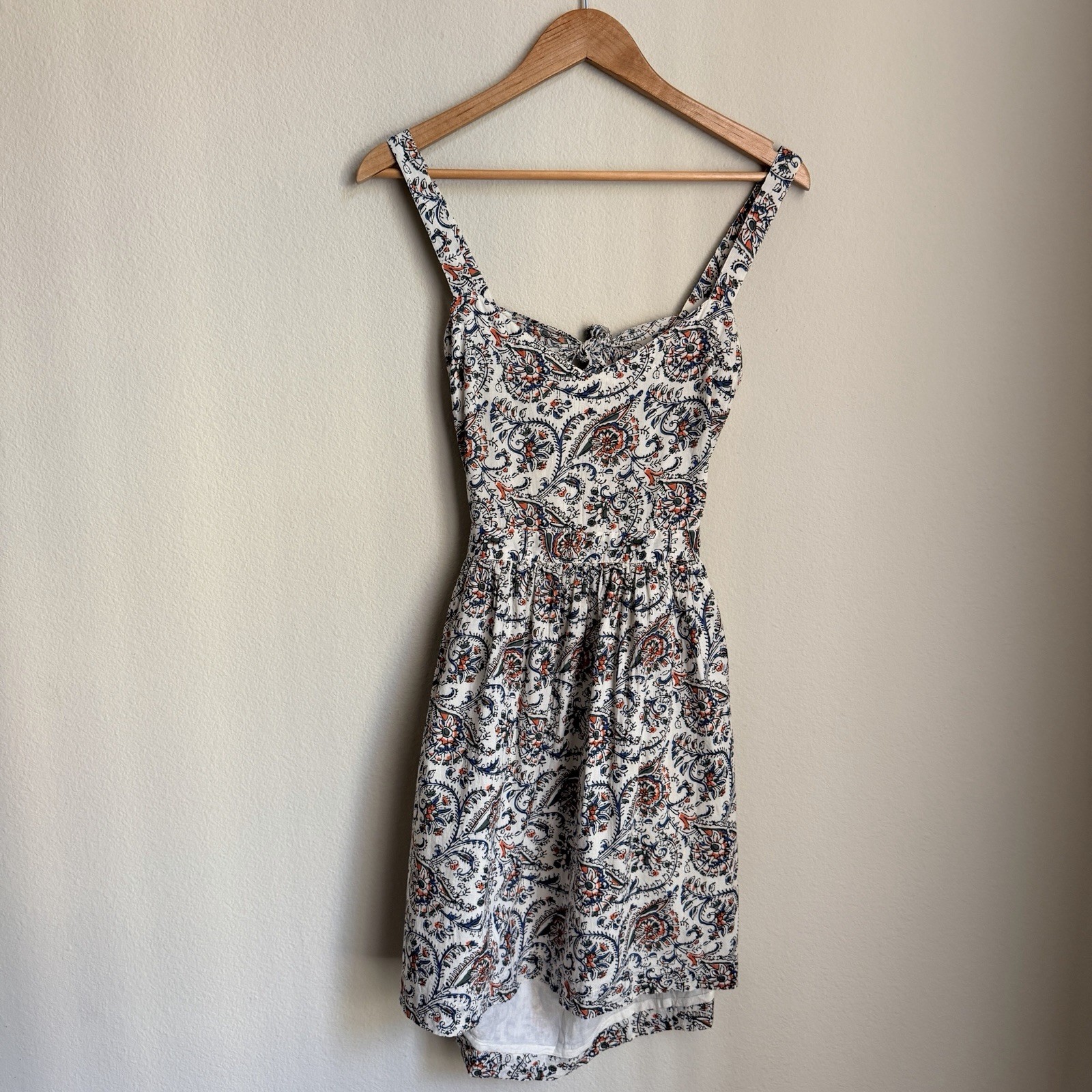 Sézane Women’s Size 38 Floral 100% Cotton Mini Dress With Back Tie