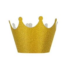 25 Gold Glittered Crown Paper Cupcake Liners Muffin Wrappers Party Decorations