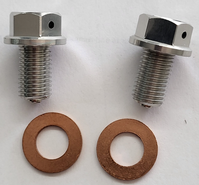 2 YAMAHA ENGINE MAGNETIC OIL DRAIN BOLT & WASHER, YFZ450R YFZ450X