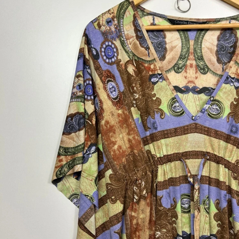 Charlie Brown Multicoloured Kaftan Dress Size 14 - image 3 of 4