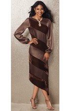 12 Midnight Velvet Brown Formal Holiday Wedding Satin Velvet Asymmetrical Dress