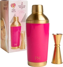 Paris Hilton 2-Piece Cocktail Shaker Set, Double Wall Insulated Stainless Steel