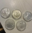 5 Ounces of Silver! Silver American Eagles - 5 Beautiful Coins - Mixed Dates
