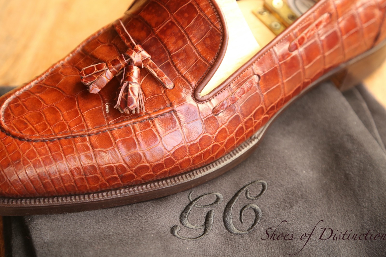 George Cleverley Bespoke Tan Brown Crocodile Silver Bit Shoes Loafers Mens UK 11