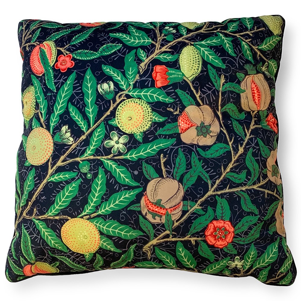 William Morris Pomegranate Cushion - 55 x 55cm Piped Soft Brushed Velvet