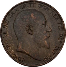 Great Britain 1 Penny 1906 Edward VII, 9.6g Coin Original #ZUG296