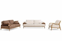 Wohnzimmer-Set 3-Sitzer-Sofa Sessel Moderner Stil Holzarmlehnen Neu