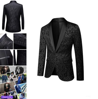 Men's Tuxedo Jacket Floral Paisley Slim Fit Shawl Lapel Polyester Wedding Prom