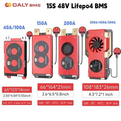 Daly Smart BMS 15S 48V 40A-500A Lifepo4 BMS Common Port w/ Balance+Bluetooth lot
