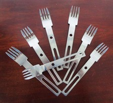 Ingrid Austria Stainless Steel 18-10 Flatware 7 Dinner Forks Pierced Vintage MCM