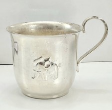 Rare Vtg Denmark JTHS Silver Plated Elephant Baby Cup Denmark J. Th Steffensen