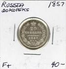 Russia 20 Kopeks 1857 - F+