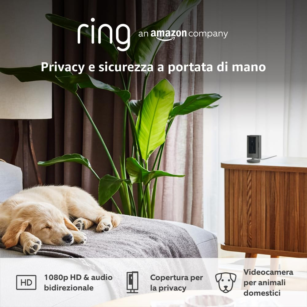Telecamera Sorveglianza Interna 2ª Gen | Design Compatto e Alexa