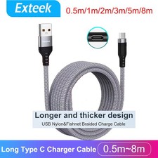 0.5M 1M 2M 3M 5M 8M Long USB Type C Charger Cable For Samsung Xiaomi Huawei