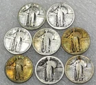 No Date Standing Liberty Silver Quarter luster lot of 8 coins #AO12
