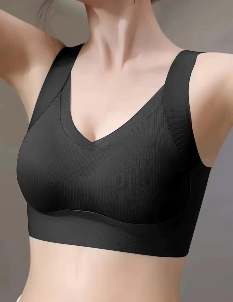 Paquete de 4 sujetadores inalámbricos sin costuras para mujer negros desnudos blancos marrones comodidad diaria M Foto 2 de 3