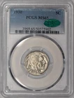1930 Buffalo Nickel 5c PCGS MS65 CAC - Fully Struck & Lustrous!
