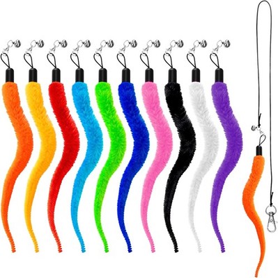 10 Pack Fuzzy Worm Cat Toy Cat Toy Worm W/ Bell Interactive Cats Wand Attachment