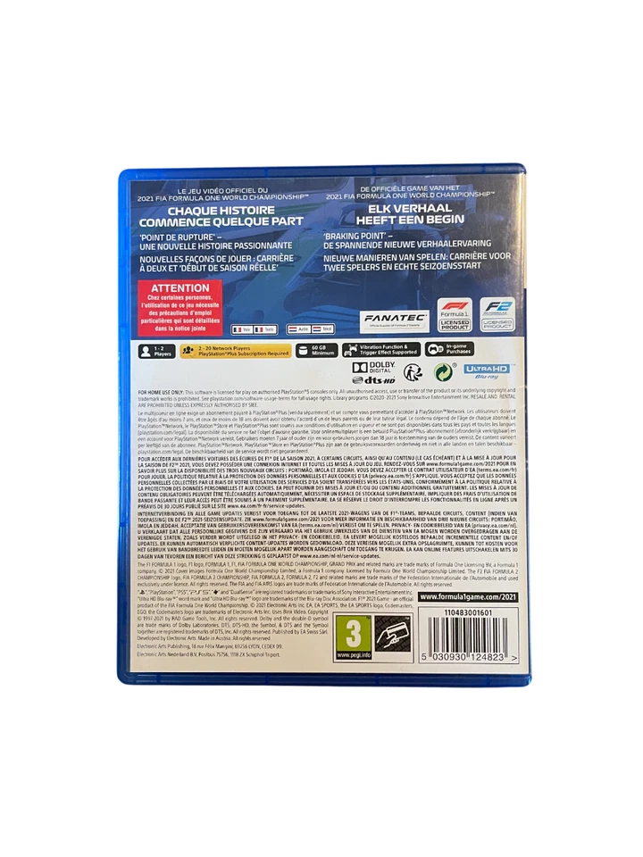 Sony Playstation PS5 - F1 2021 - PAL, photo 2 sur 2