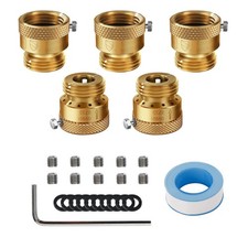 5 Pack Lead-Free Brass 3/4" Inch MHT Hose Bibb Connector Backflow Preventer V...
