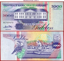 SURINAME 2.000 2000 GULDEN 1 6 1995 P 142 XF free shipping from 100$