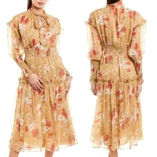 WALTER BAKER "Artur" Poppy Paradise Chiffon Midi Dress - Size XL